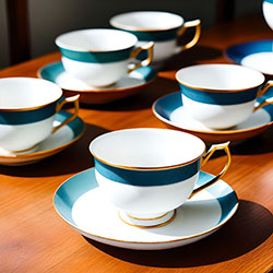 传统陶瓷茶杯和茶碟