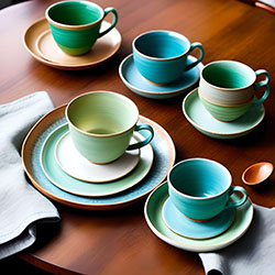 陶艺手工茶杯和茶碟