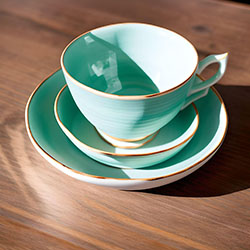 陶瓷花纹茶杯和茶碟